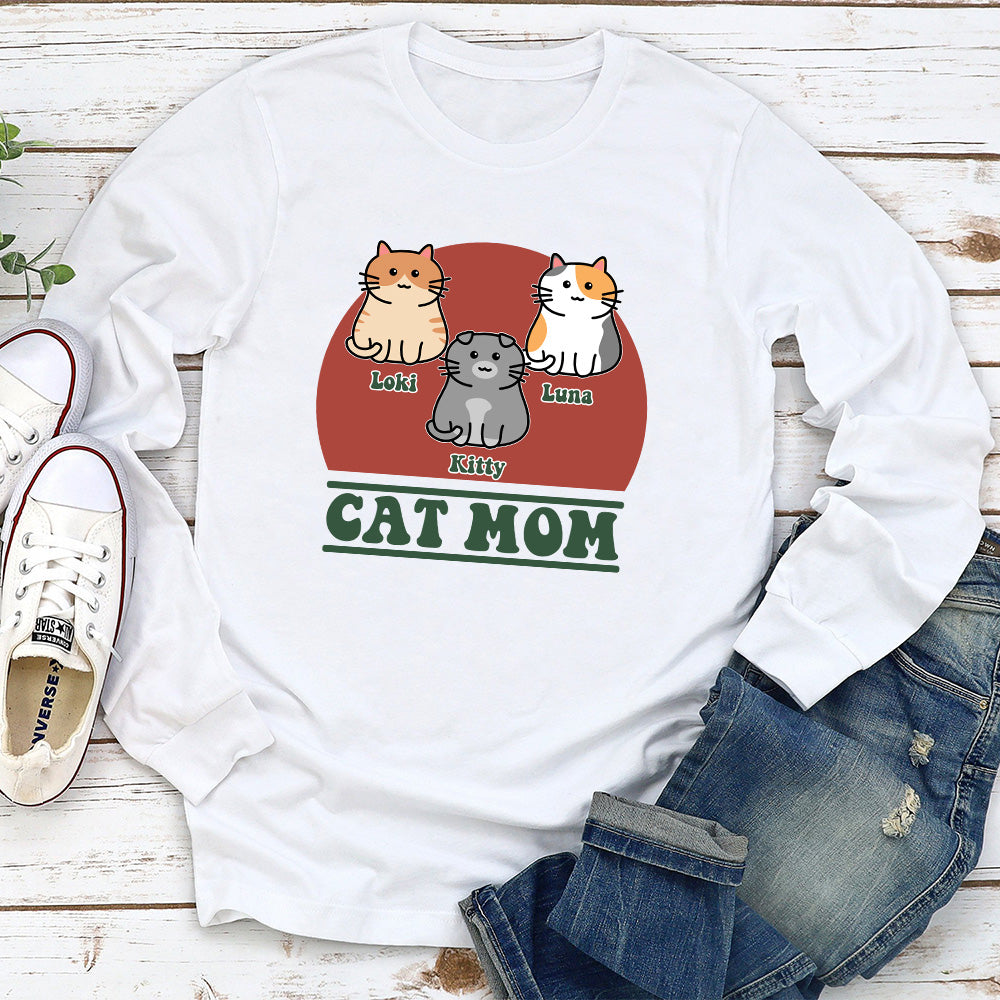 Cute Cat Mom - Personalized Custom Long Sleeve T-shirt