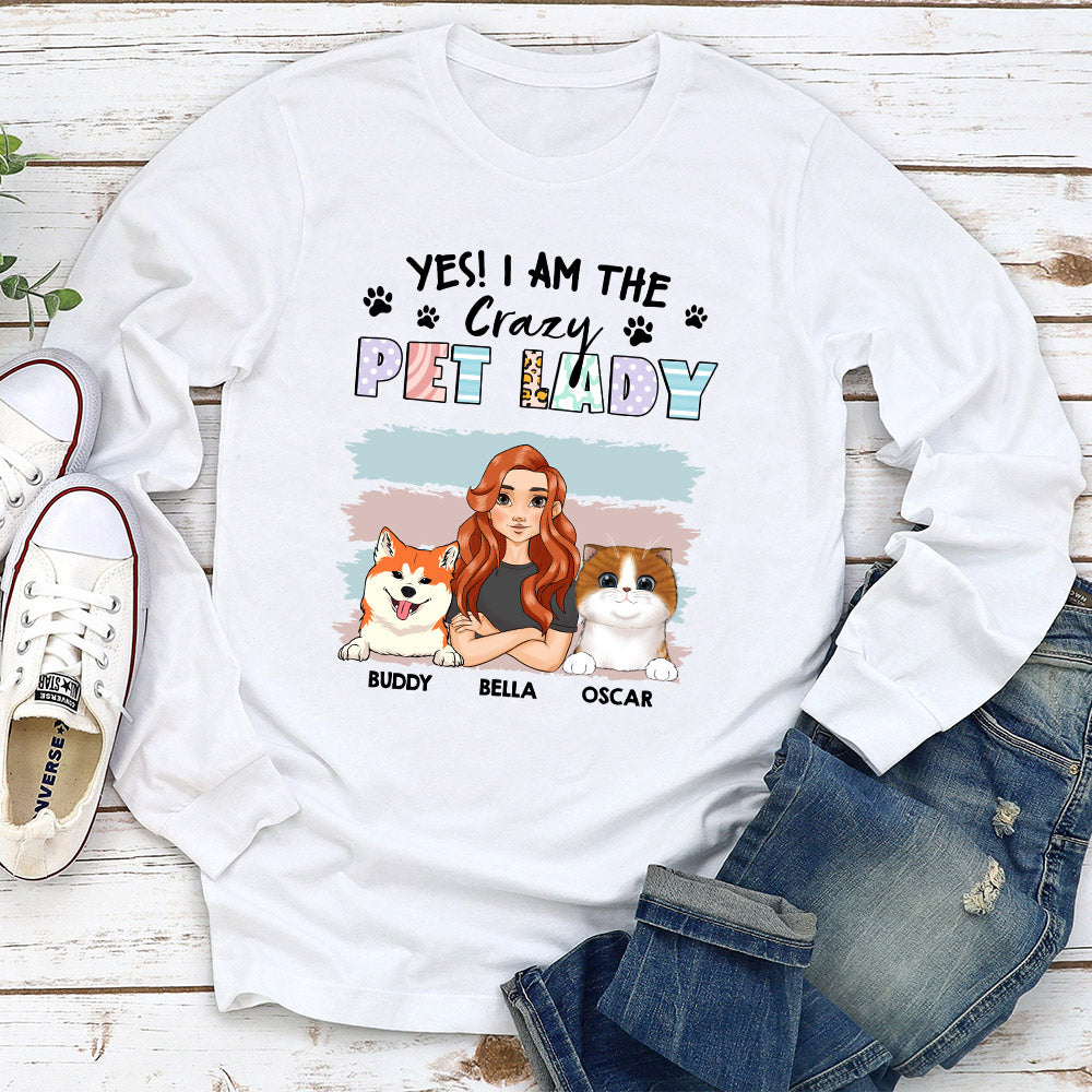 Crazy Lady And Her Dog - Personalized Custom Long Sleeve T-shirt