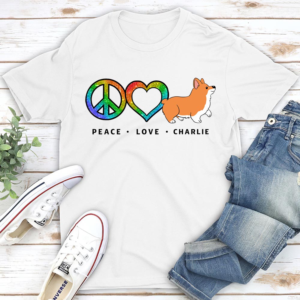 Peace Love Dog Pattern - Personalized Custom Unisex T-shirt