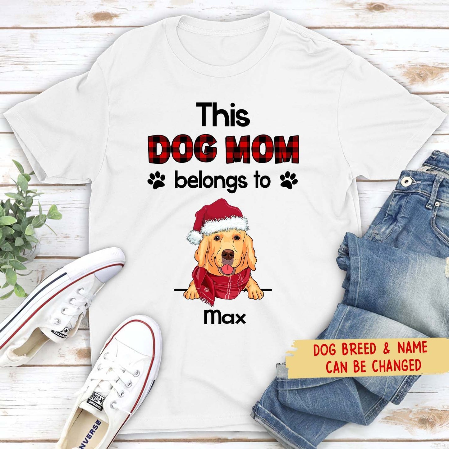 Dog Mom Belongs Christmas - Personalized Custom Unisex T-shirt
