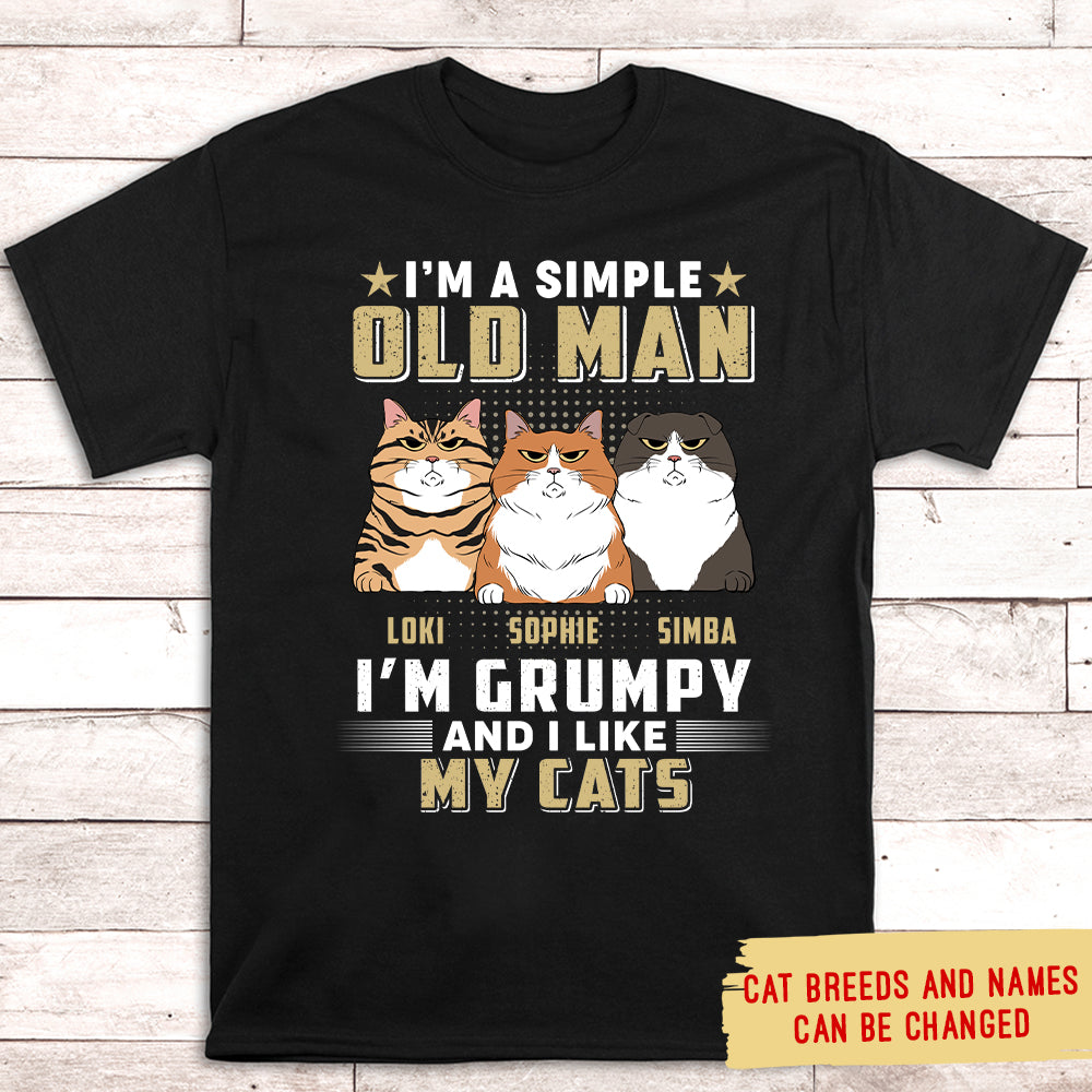 Simple Old Man Cat - Personalized Custom Unisex T-shirt