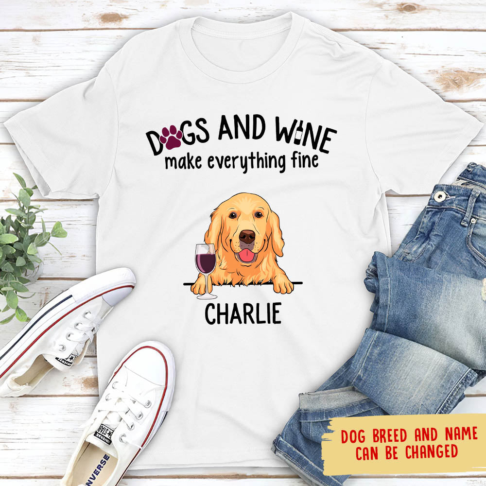 Dogs And Wine - Personalized Custom Unisex T-shirt