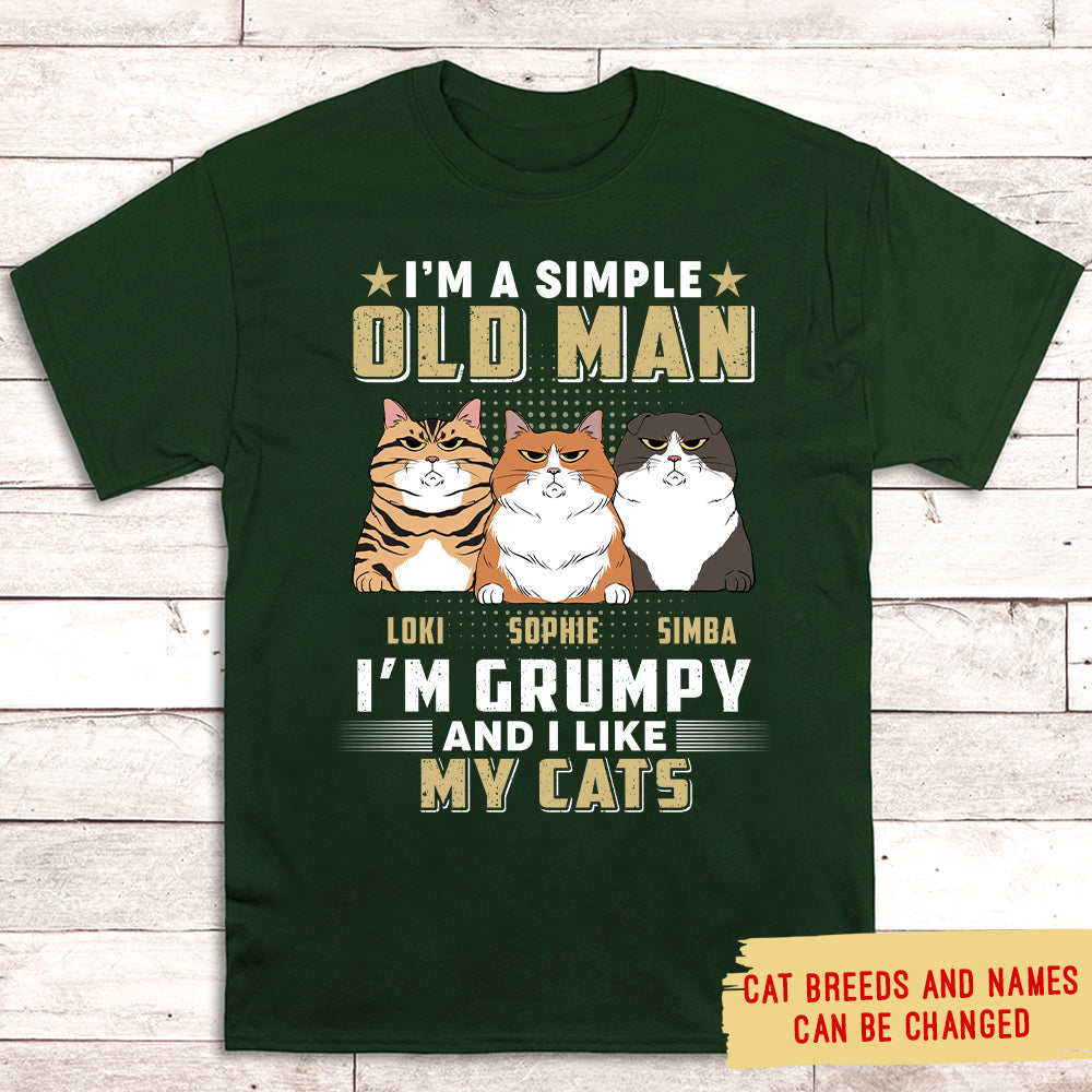 Simple Old Man Cat - Personalized Custom Unisex T-shirt