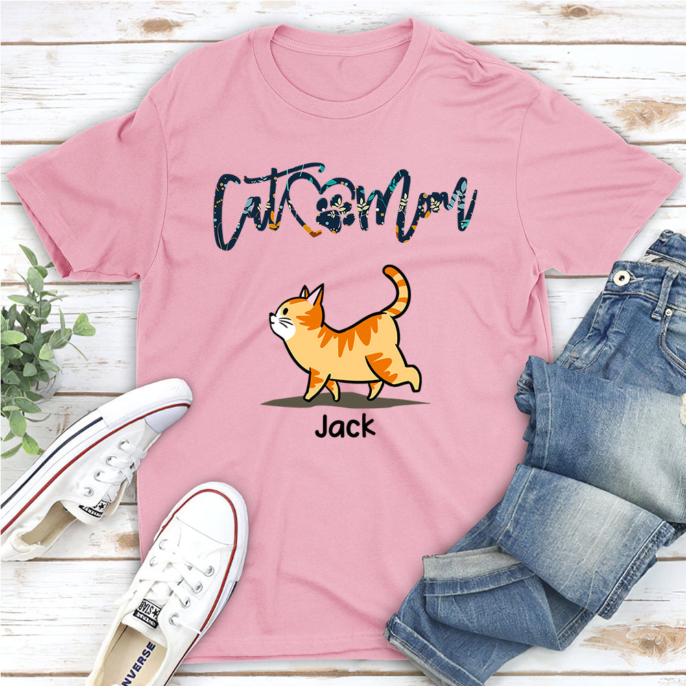 Cat Mom With Pattern - Personalized Custom Unisex T-shirt