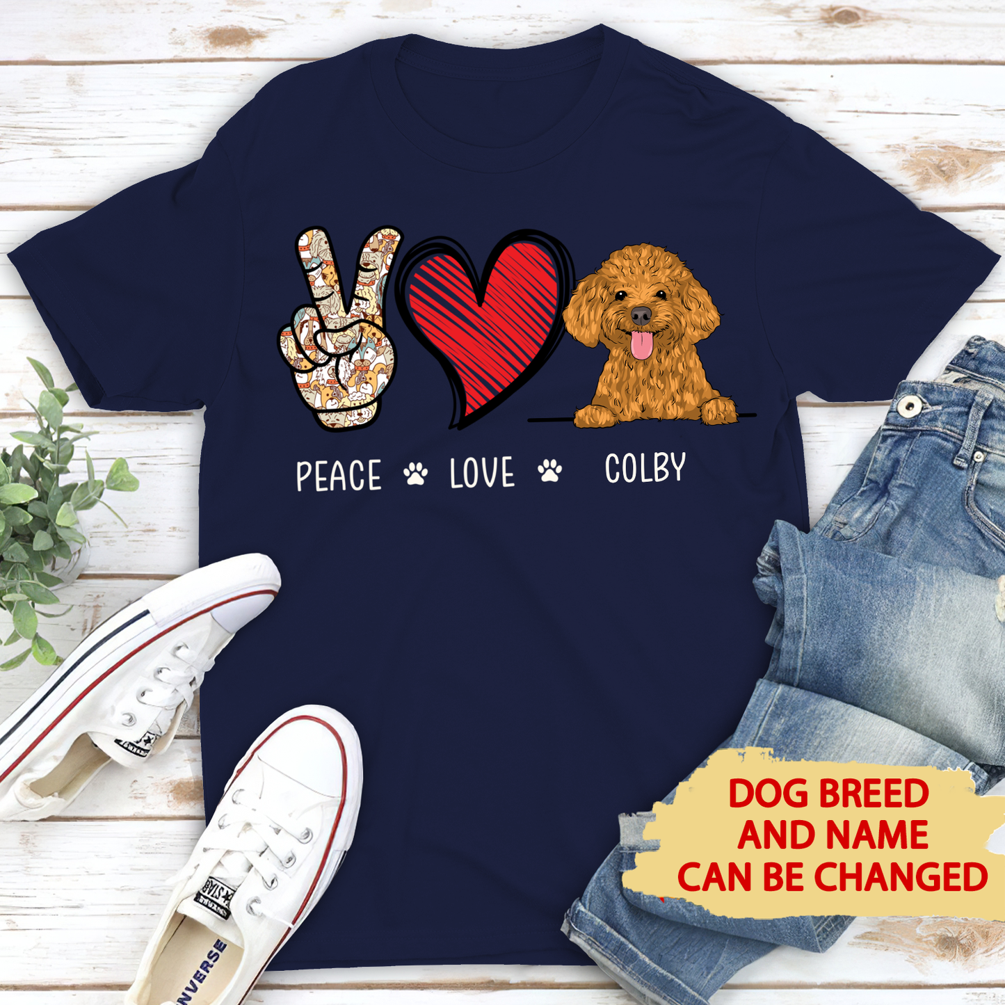 Peace Love Dog - Personalized Custom Premium T-Shirt