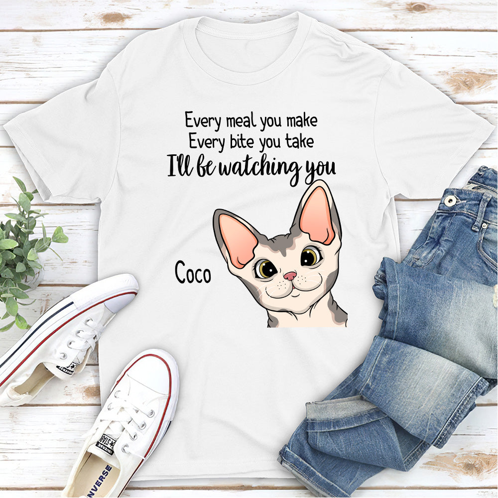 Watching You Peeking Cat - Personalized Custom Unisex T-shirt