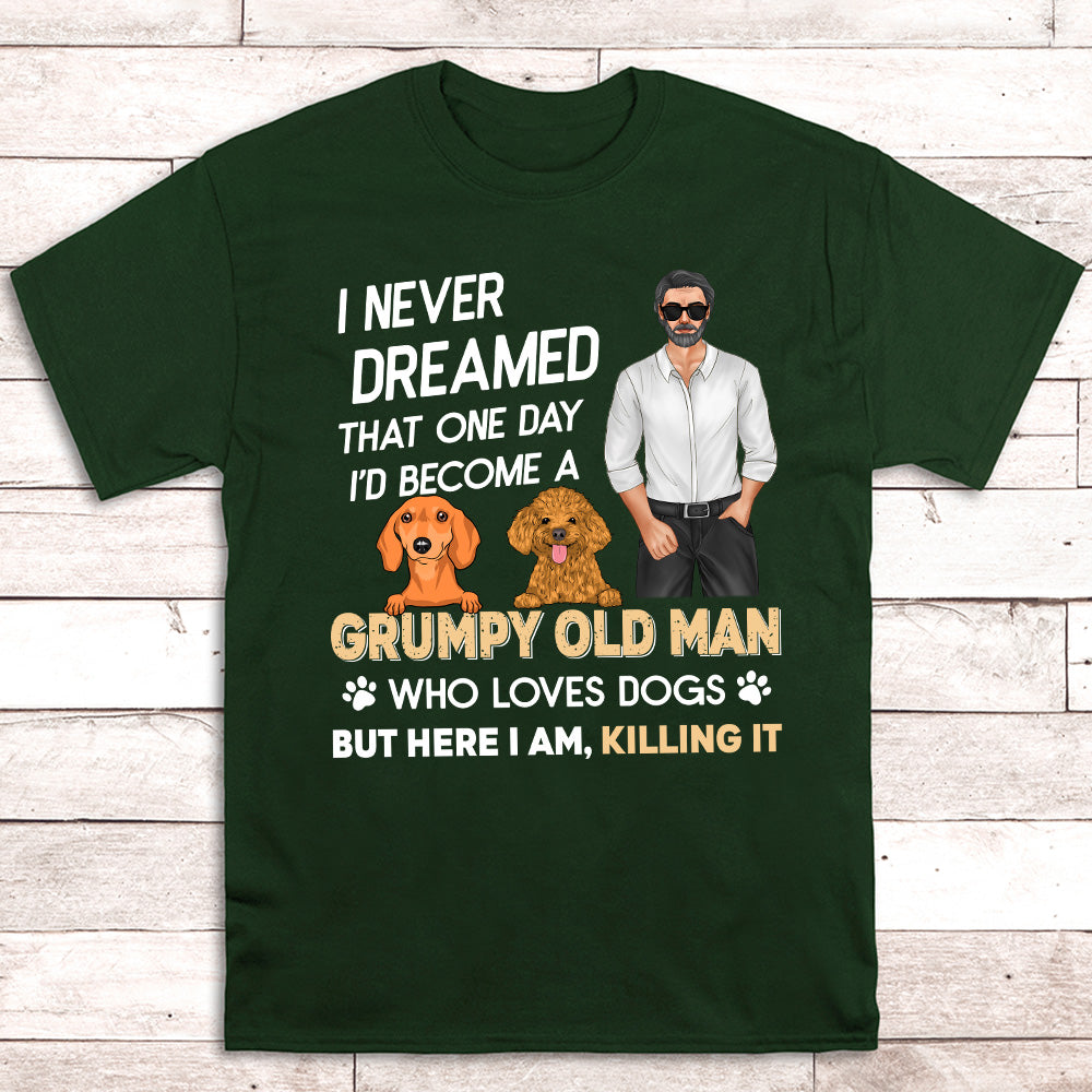 Old Man And Dog - Personalized Custom Unisex T-shirt