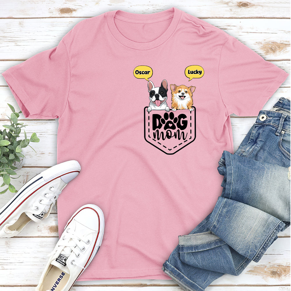 Dog Mom Pocket - Personalized Custom Unisex T-shirt