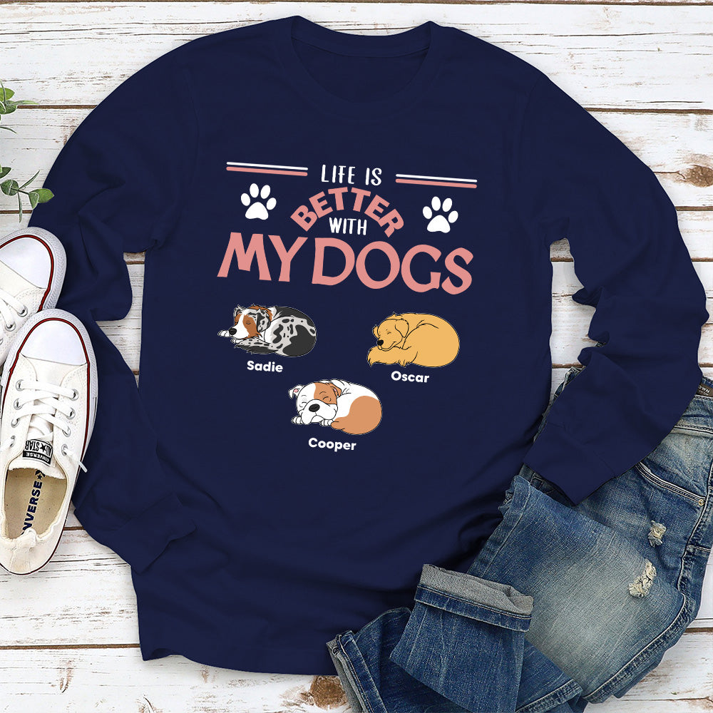 Better With My Fur Kids - Personalized Custom Long Sleeve T-shirt