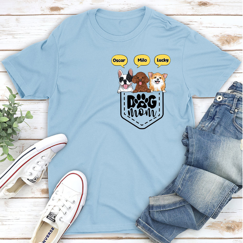 Dog Mom Pocket - Personalized Custom Unisex T-shirt