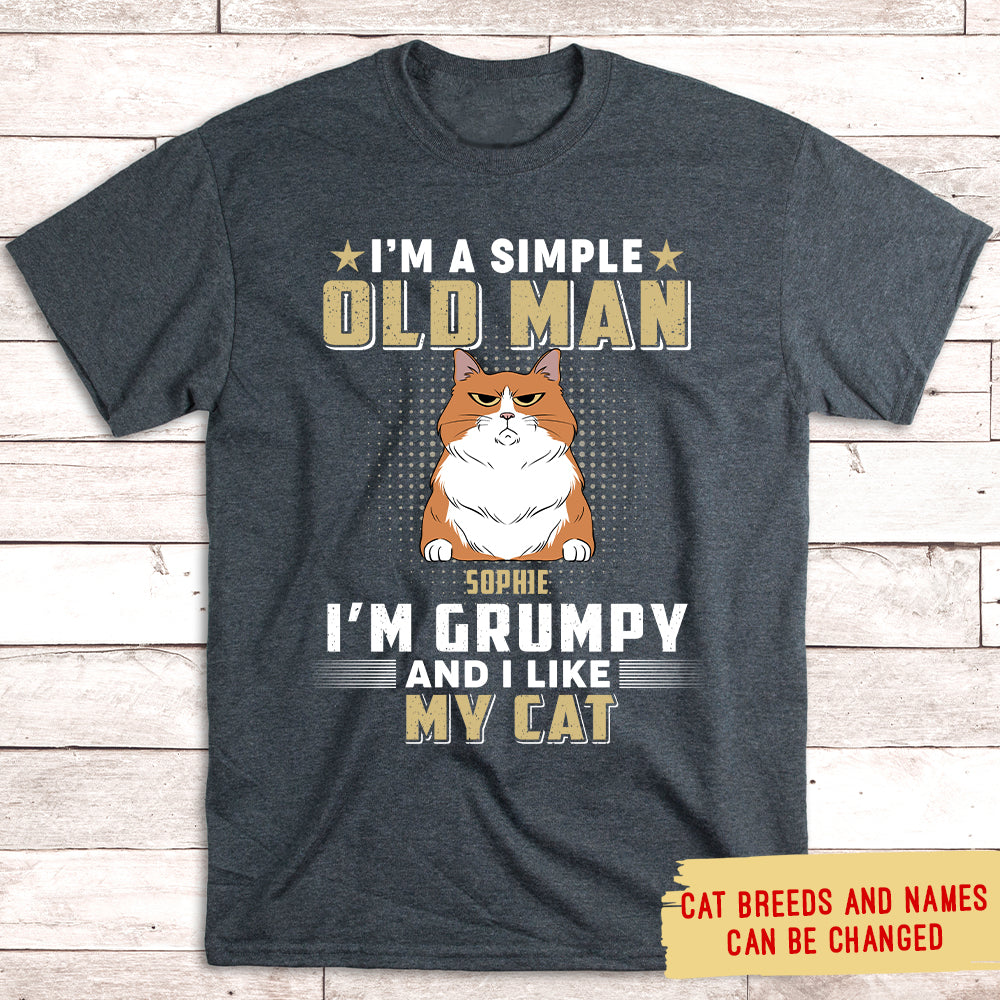 Simple Old Man Cat - Personalized Custom Unisex T-shirt