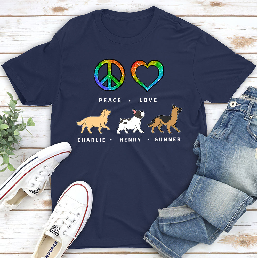 Peace Love Dog Pattern 2 - Personalized Custom Unisex T-shirt