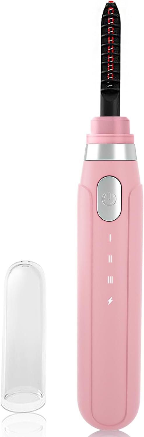 Heated Eyelash Curlers, Heated Lash Curler with Comb Eyelash Electric Curler 3 Temp Settings, USB Rechargeable Eye Lash Curler, Heated Curling Eyelash Wand for Women Gift, Pink