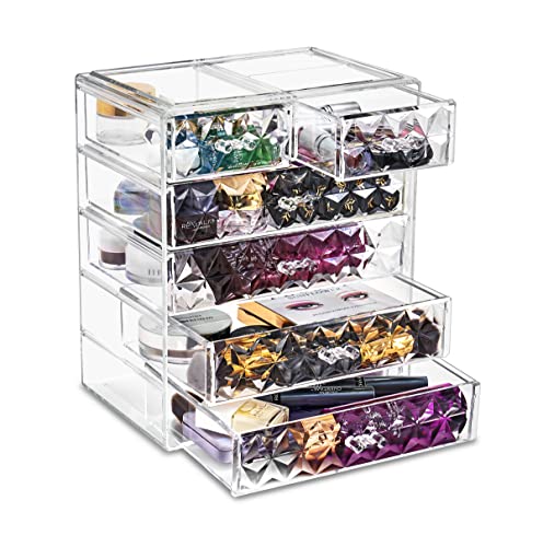 Sorbus Acrylic Makeup Organizer - Organization and Storage Case for Cosmetics Make Up & Jewelry - Big Clear Makeup Organizer for Vanity, Bathroom, College Dorm, Closet, Desk (4 Large, 2 Small Drawers)