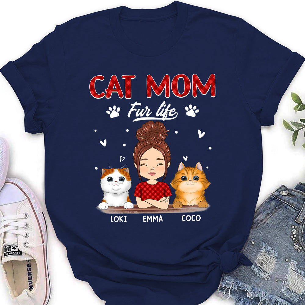 Cat Mom Fur Life - Personalized Custom Women's T-shirt