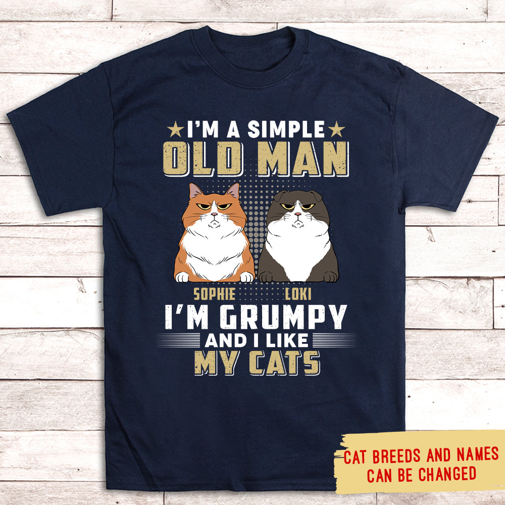 Simple Old Man Cat - Personalized Custom Unisex T-shirt