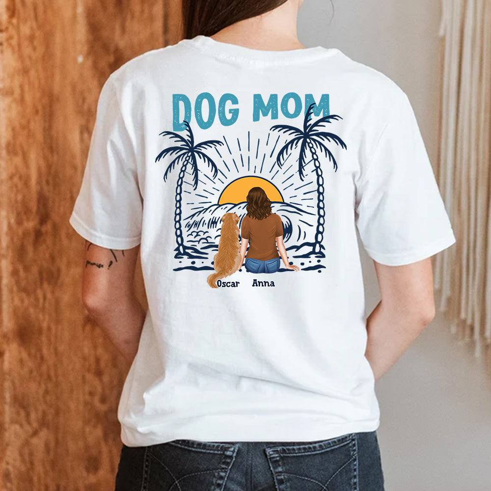 Dog Mom Beach Vibes - Personalized Custom Unisex T-shirt