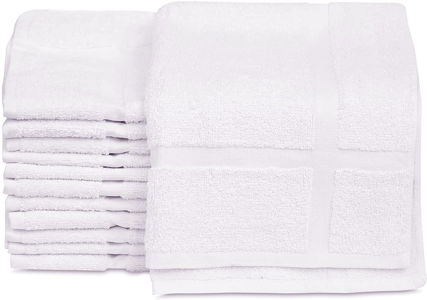 GOLD TEXTILES Cotton Blend Economy White Hotel Bath Mat Towel (18x25 Inches) Light Weight Quick Drying & Machine Washable (12 Pack)