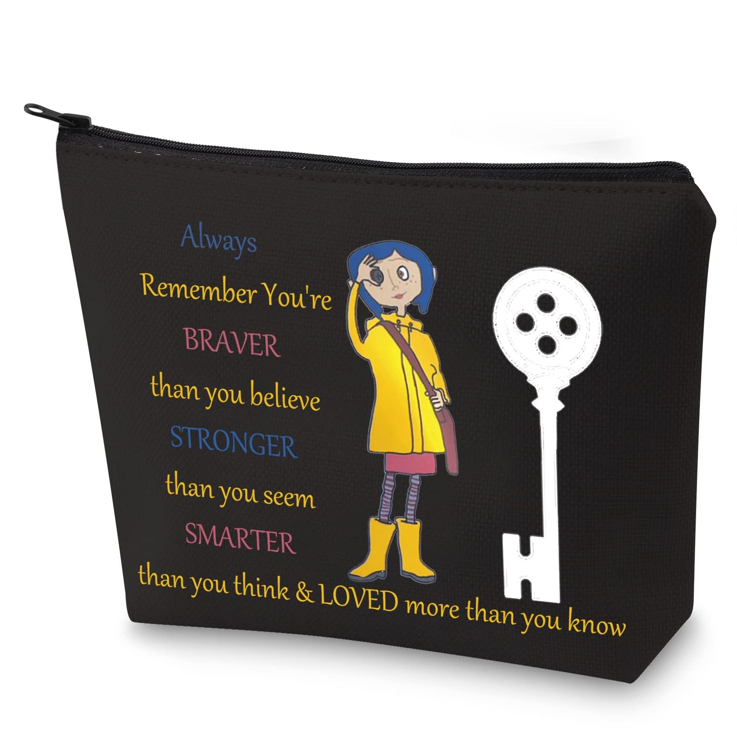 WZMPA Cartoon Movie Cosmetic Bag Movie Fans Gift You Are Braver Stronger Smarter Than You Think Cartoons Makeup Zipper Pouch Bag For Women Girls (Always Coral BL)