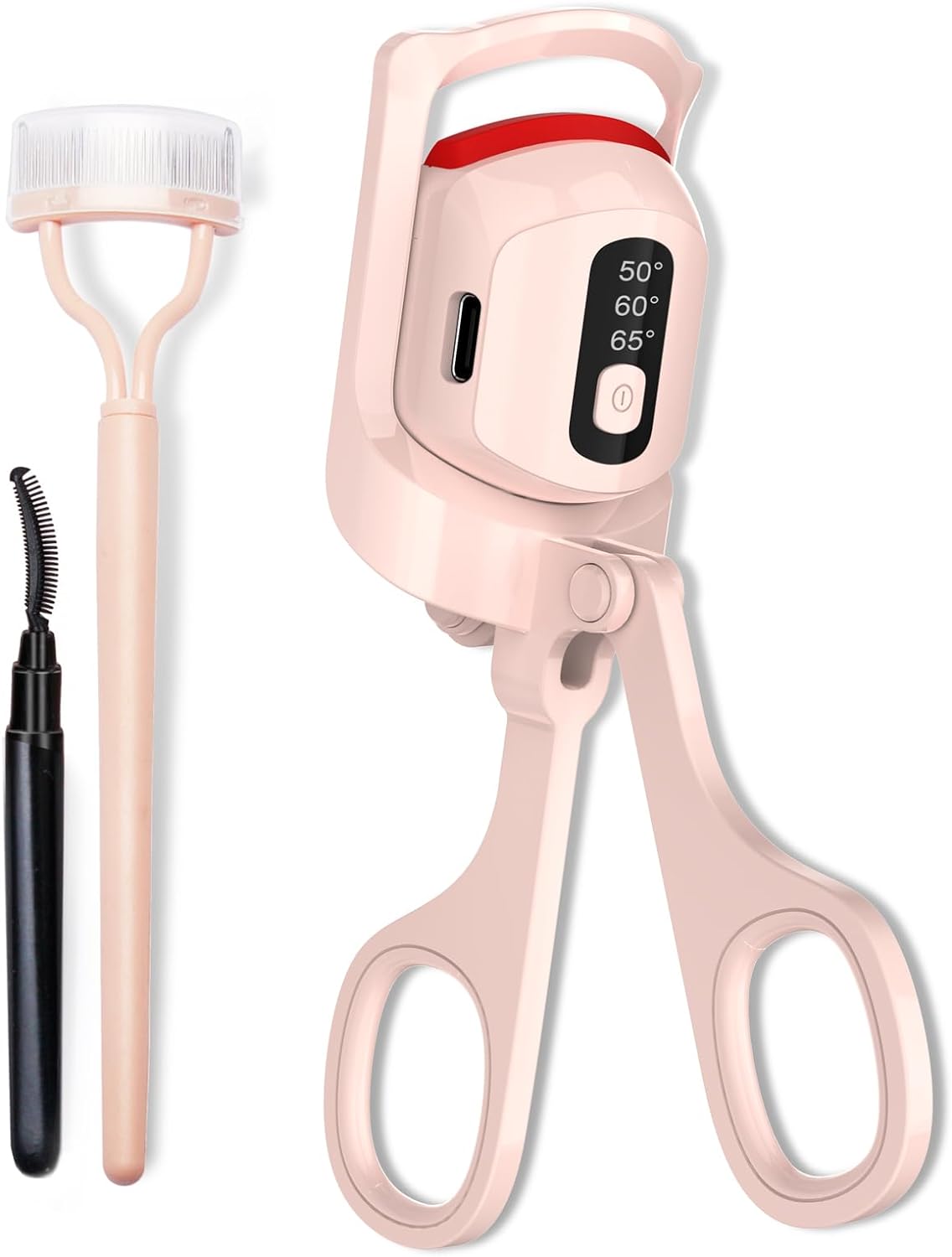 Heated Eyelash Curlers, Temperature Display Heated Lash Curler with Separator Tool and Brush, 3 Heating Modes Rechargeable Electric Eyelash Curler for Stunning Lashes in Minutes (Pink)