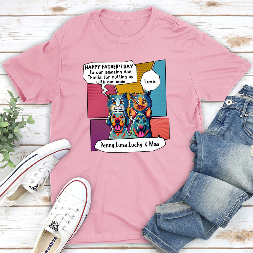 Pop Art Amazing Pet Dad - Personalized Custom Unisex T-shirt
