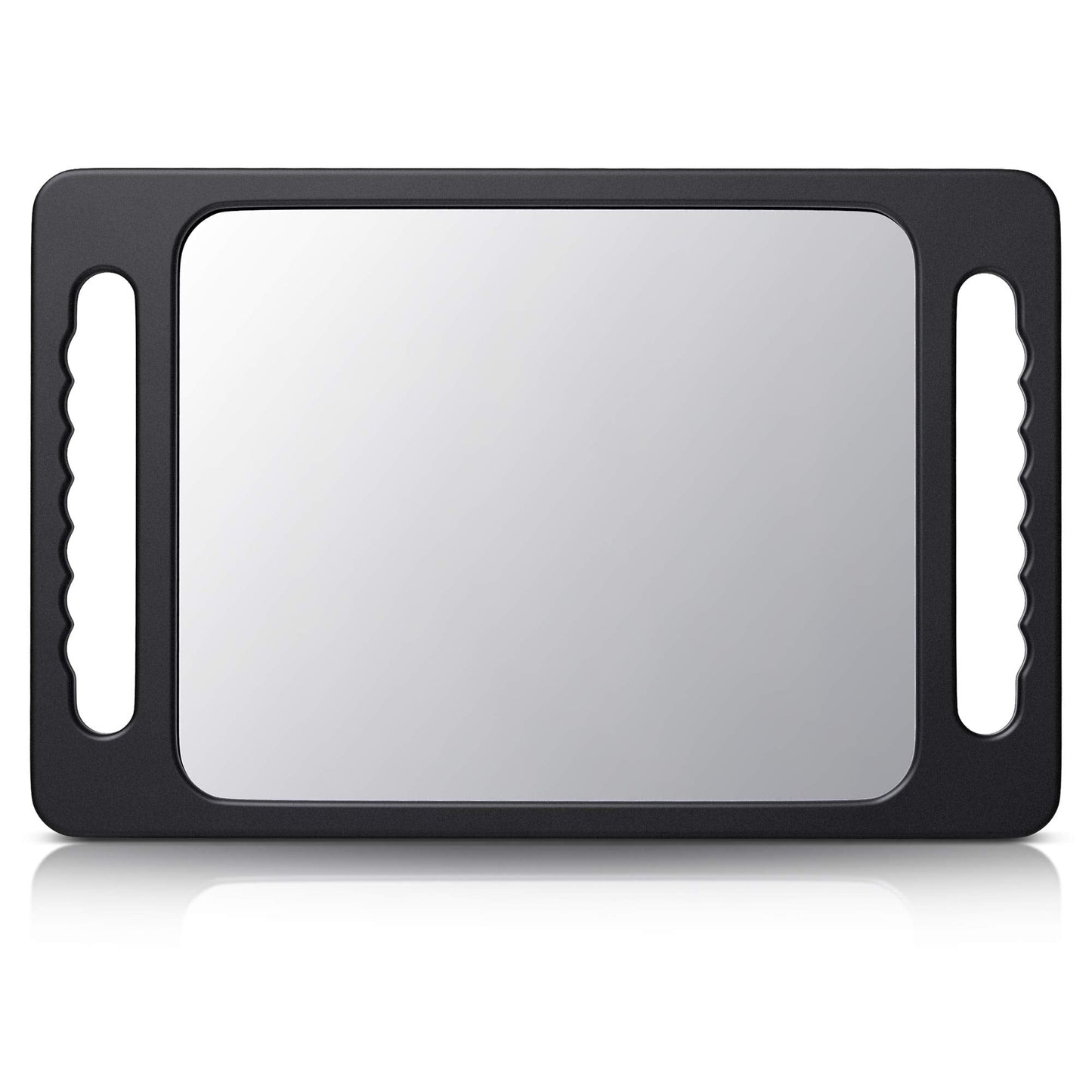 TASALON Unbreakable Hand Mirror with Double Handle - Large Handheld Barber Mirror for Hair and beauty Salon - Durable Hand Held Mirrors for barbershop - Lightweight Haircut Mirror with Double Handgrip