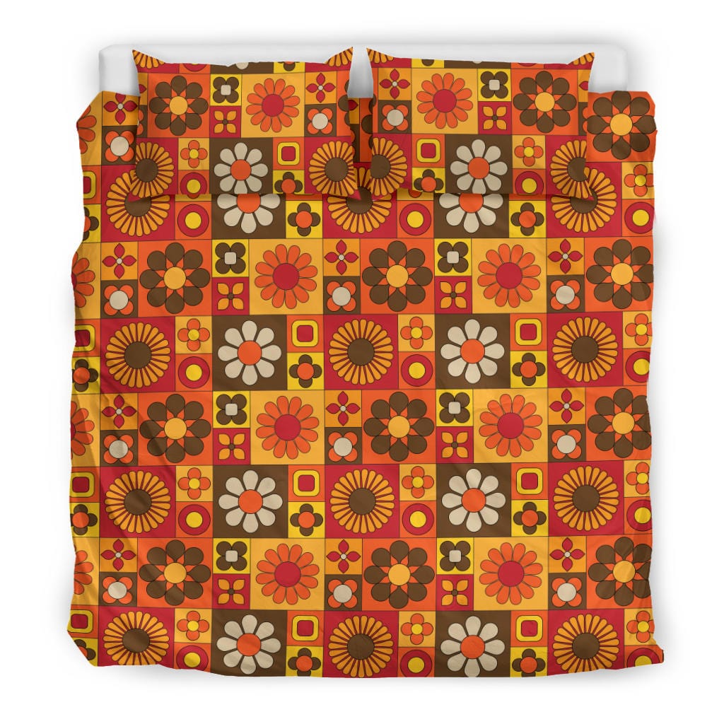 Orange Mod Daisy Duvet Cover Quilt, Doona & Duvet Covers