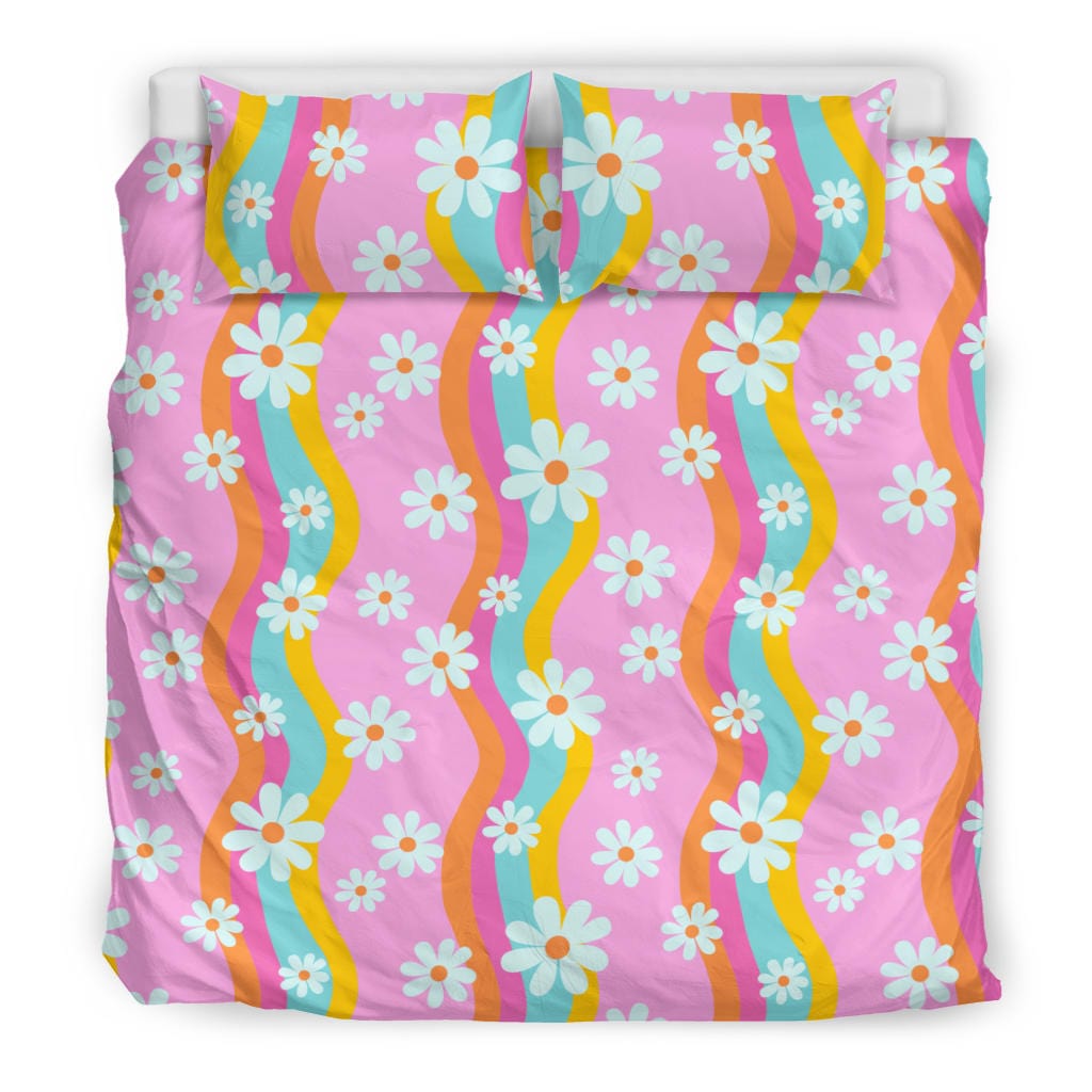 Pink Groovy Flowers Quilt, Doona & Duvet Covers