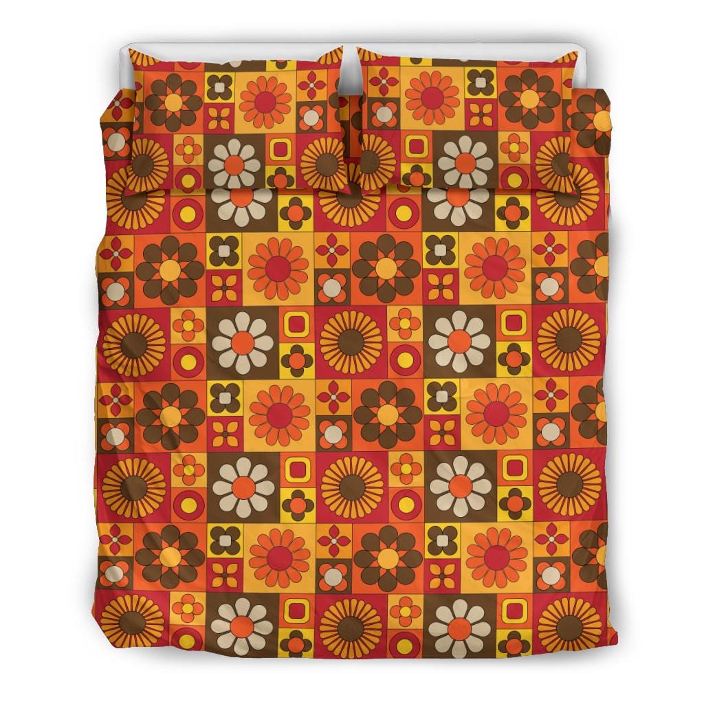 Orange Mod Daisy Duvet Cover Quilt, Doona & Duvet Covers