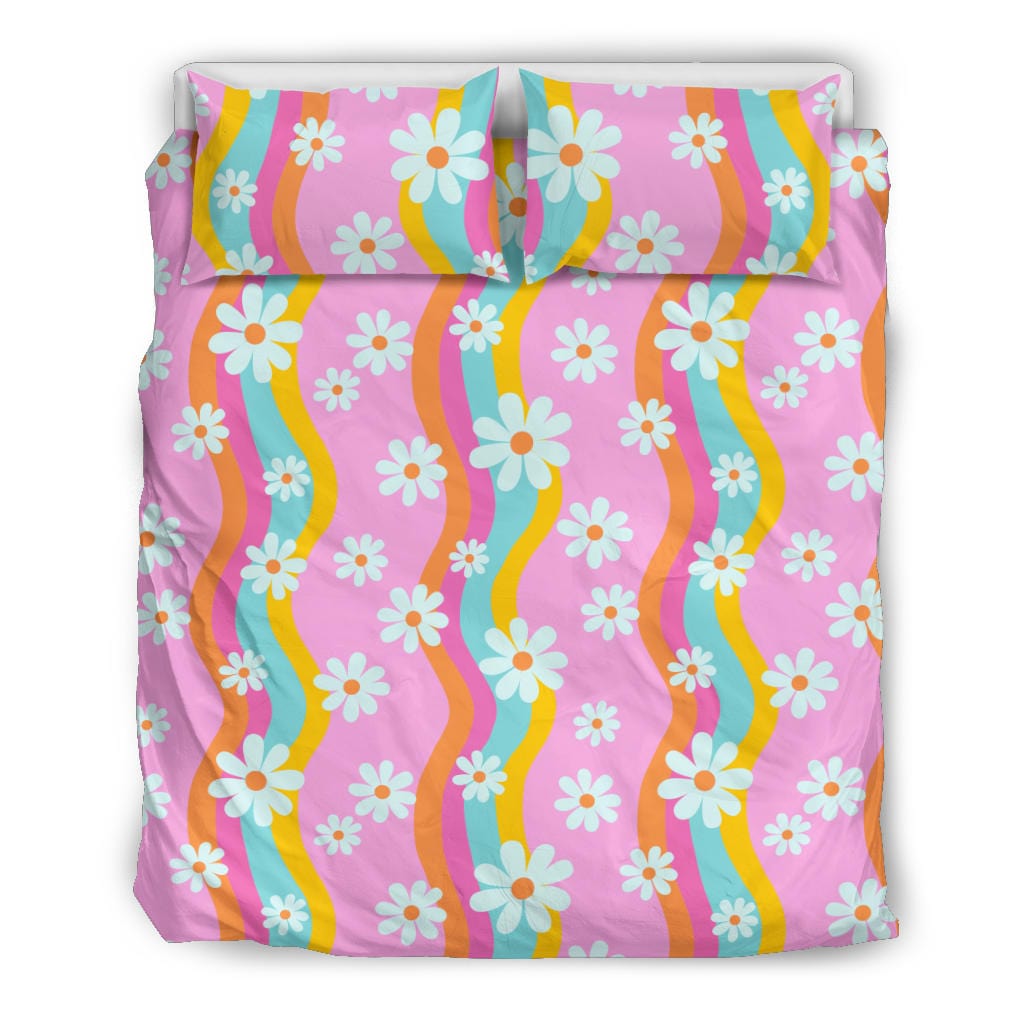 Pink Groovy Flowers Quilt, Doona & Duvet Covers