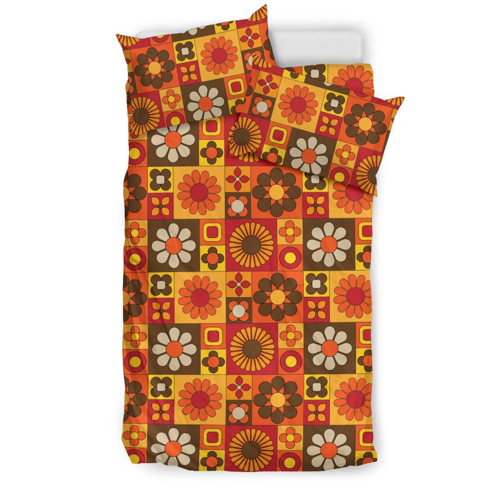 Orange Mod Daisy Duvet Cover Quilt, Doona & Duvet Covers