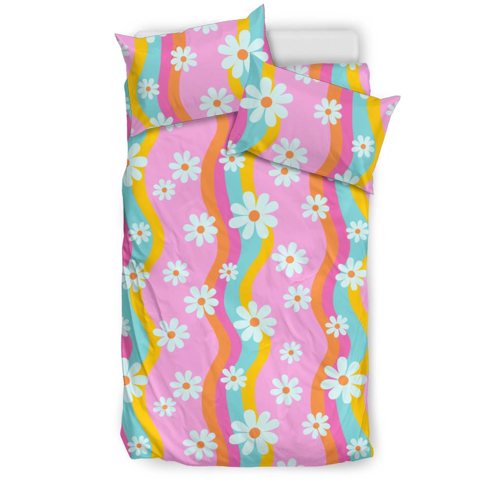 Pink Groovy Flowers Quilt, Doona & Duvet Covers
