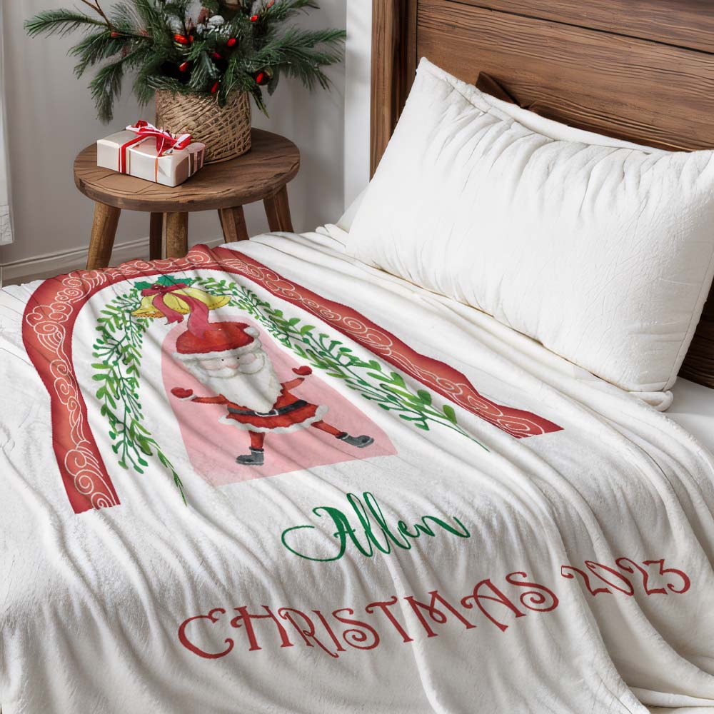 Custom Text Cute Santa Arch Christmas Blanket Unique Gift For Kids