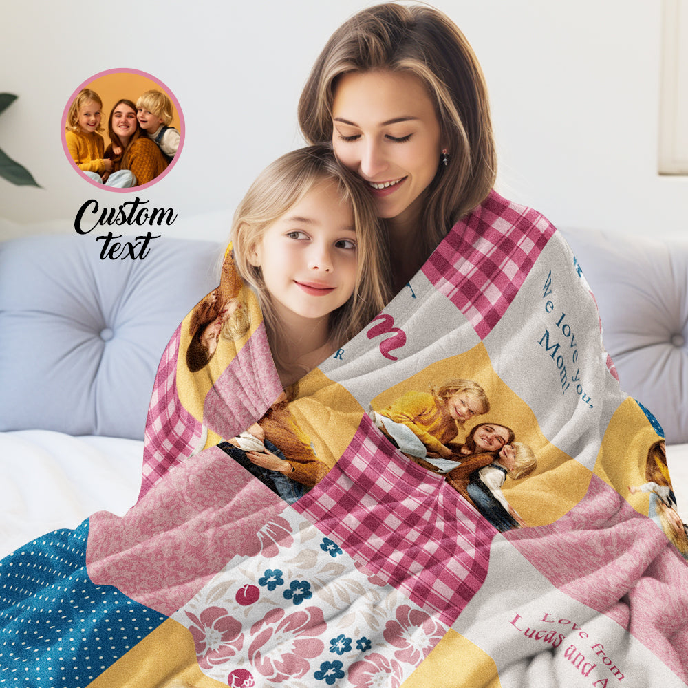 Patchwork Best Mom Memories Photo Blanket