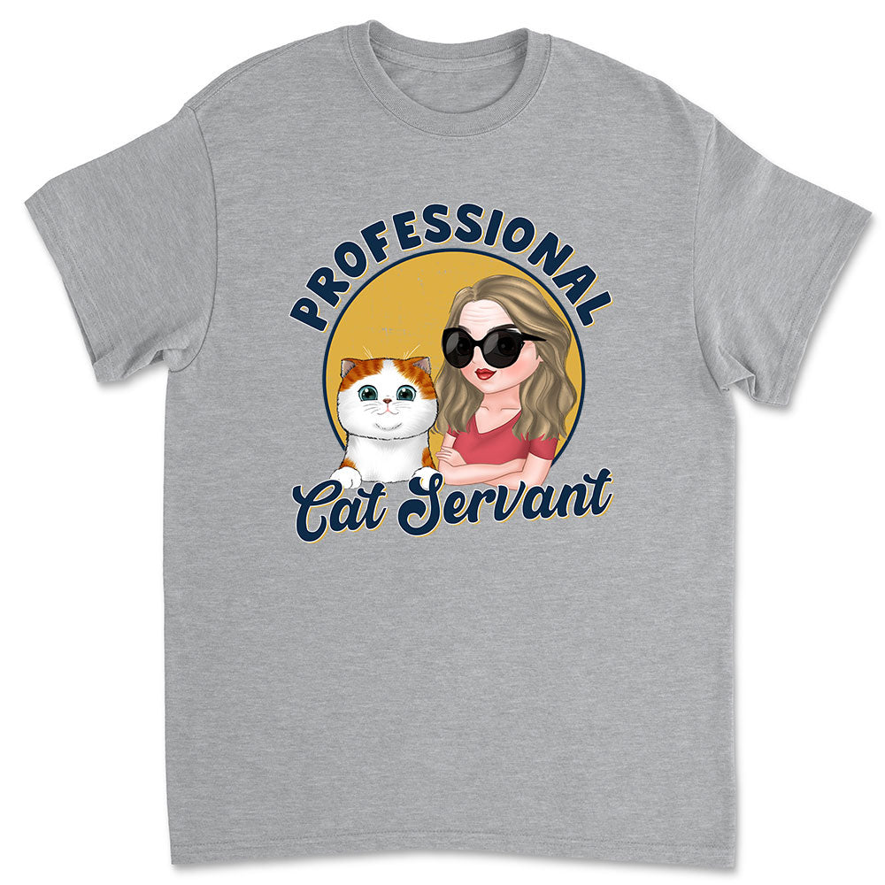 Professional Cat Servant Cartoon - Personalized Custom Unisex T-shirt