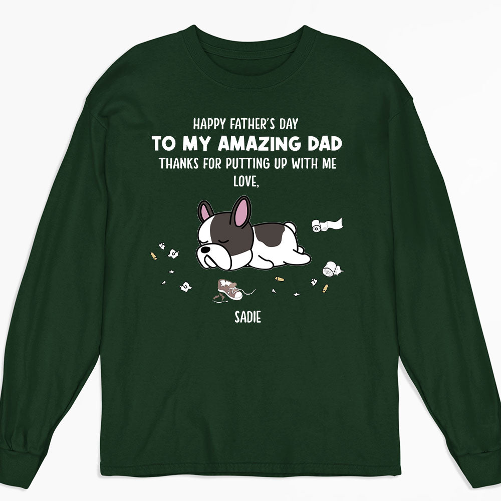 Dog Thanks For Dad 3 - Personalized Custom Long Sleeve T-shirt