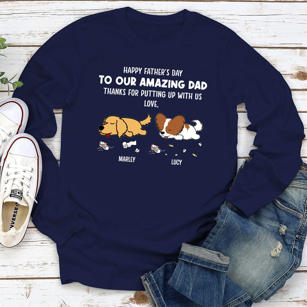 Dog Thanks For Dad 3 - Personalized Custom Long Sleeve T-shirt