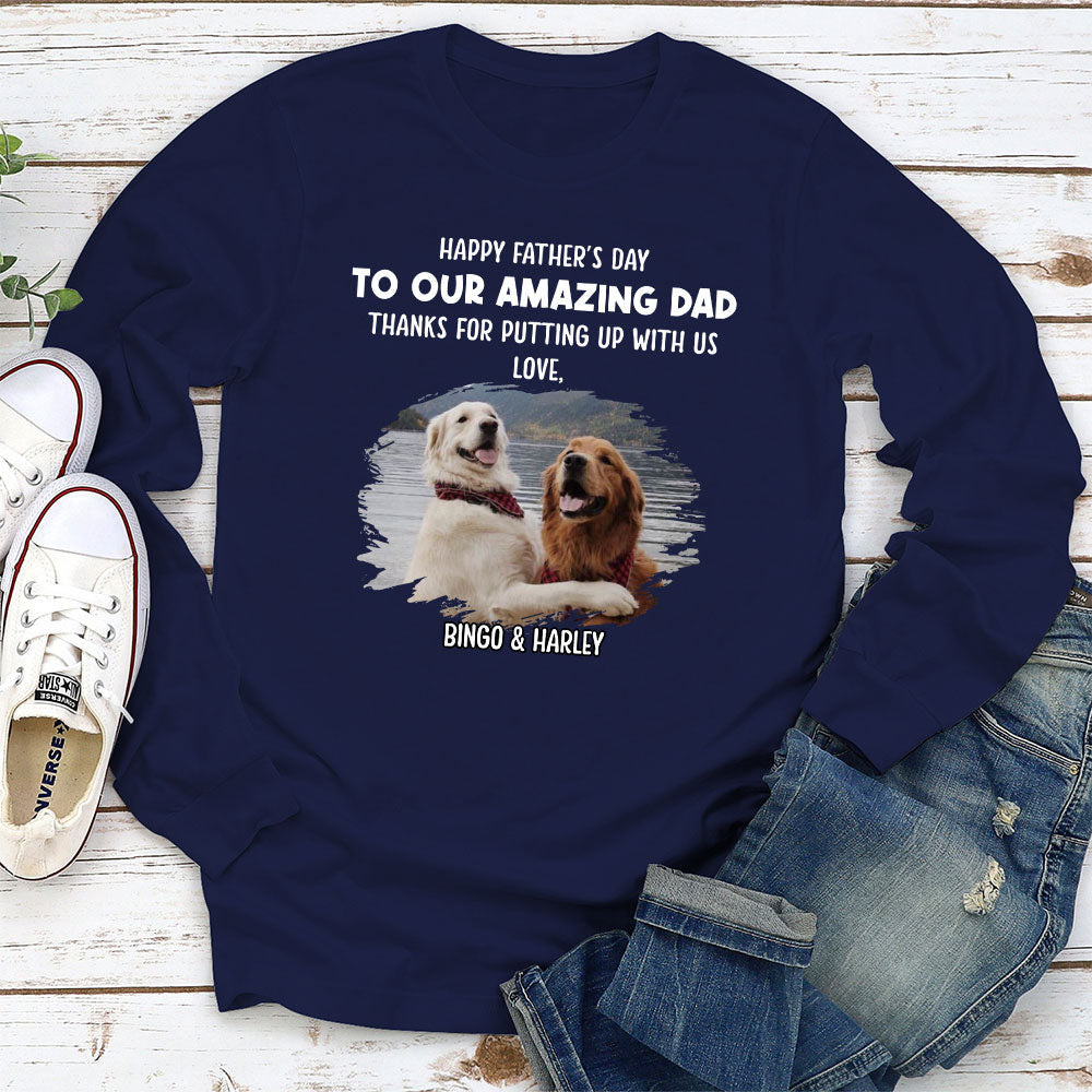 Dog Thanks For Dad 3 - Personalized Custom Long Sleeve T-shirt