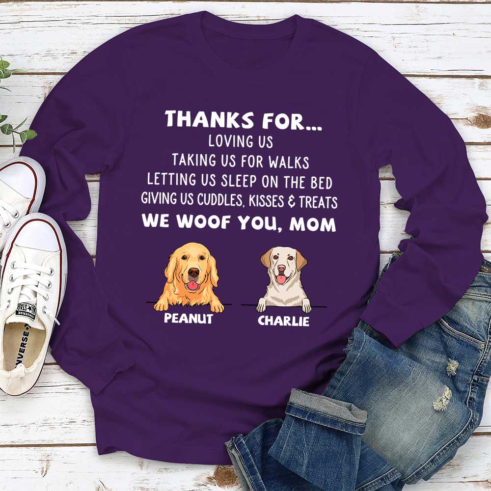 Dog Thanks For... - Personalized Custom Long Sleeve T-shirt