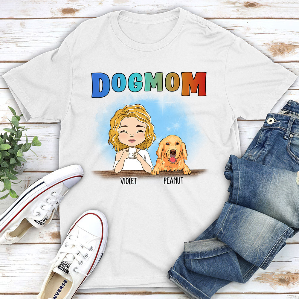 Dog Mom Colorful - Personalized Custom Unisex T-shirt