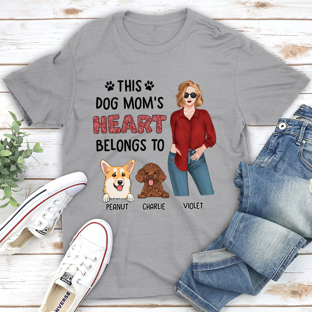 Dog Mom Heart 1 - Personalized Custom Unisex T-shirt