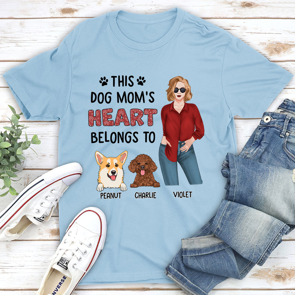 Dog Mom Heart 1 - Personalized Custom Unisex T-shirt
