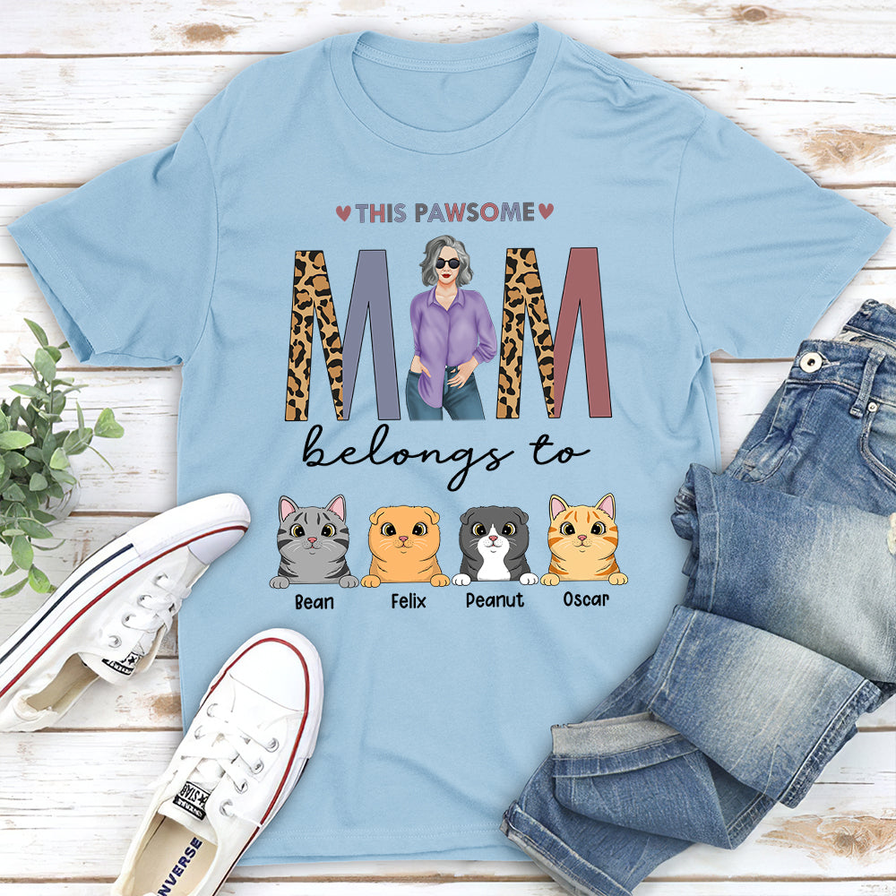 Pawsome Mom Belongs To - Personalized Custom Unisex T-shirt