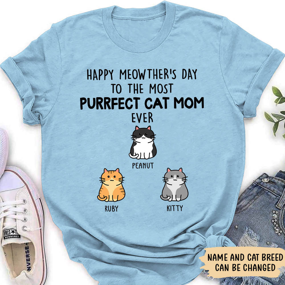 Purrfect Cat Mom - Personalized Custom Women's T-shirt - Gifts For Cat Lovers