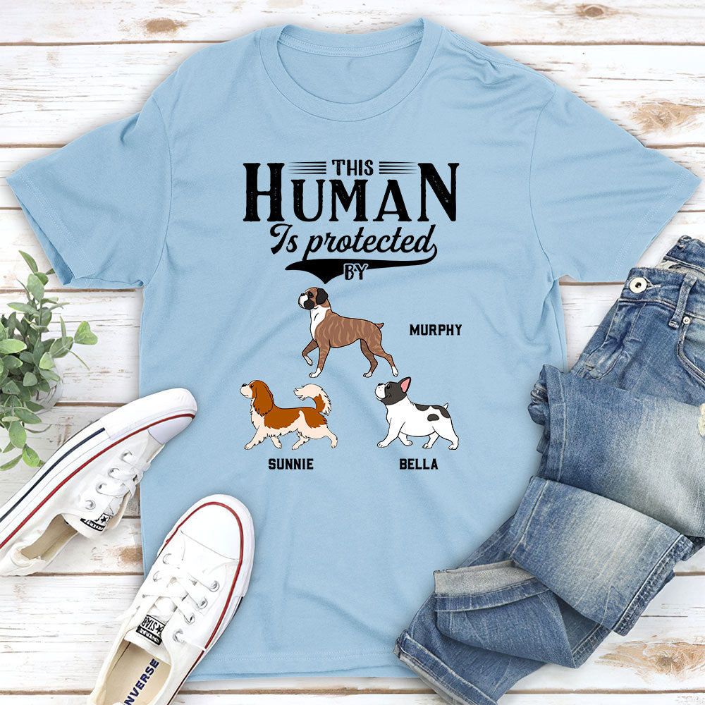 Dad Protected By Dog - Personalized Custom Unisex T-shirt