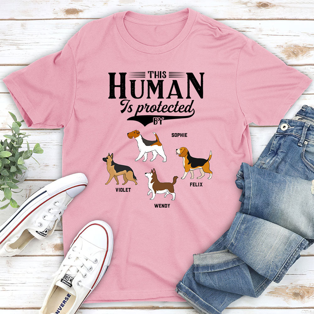 Dad Protected By Dog - Personalized Custom Unisex T-shirt