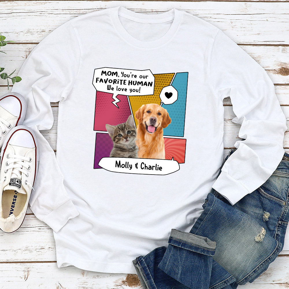 Pop Art Favorite Human - Personalized Custom Long Sleeve T-shirt