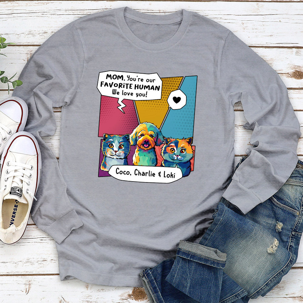 Pop Art Favorite Human - Personalized Custom Long Sleeve T-shirt
