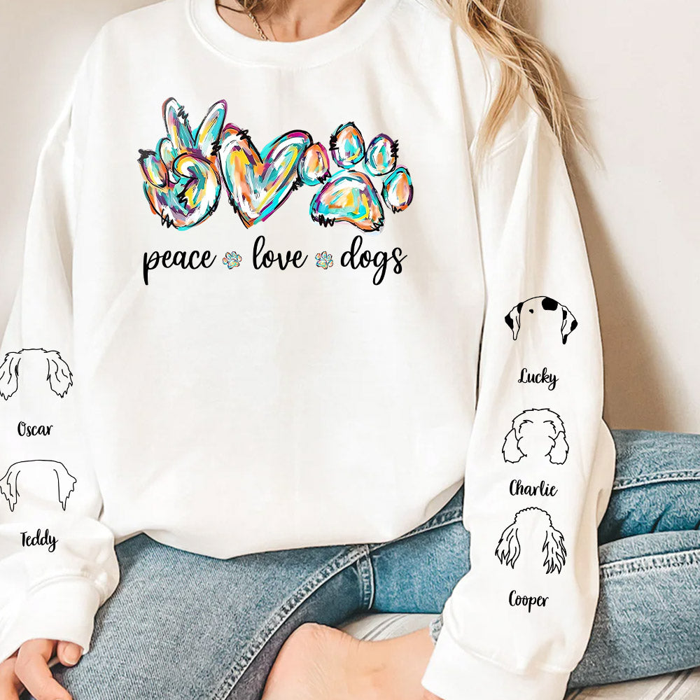 Peace Love Dog Colorful - Personalized Custom Long Sleeve T-shirt