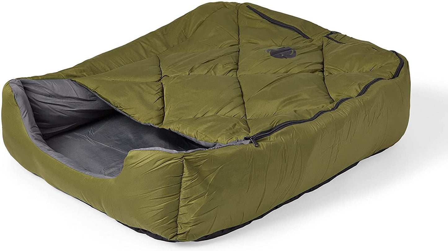 OmniCore Designs Pet Sleeping Bag (LG/Green) with Zippered Cover for Travel, Camping, Backpacking, Hiking | Good for Small and Large Pets | Use as Pet Beds, Pet Mats or Pet Blanket